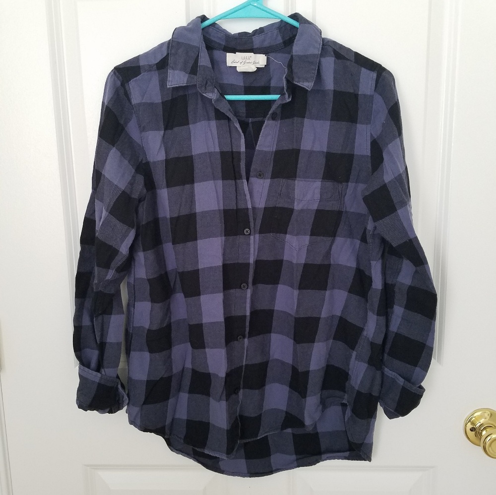 H&M Blue and Black Checkered Flannel